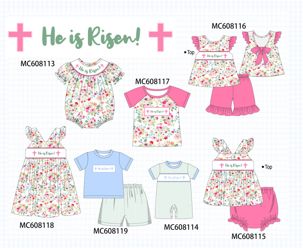 PO101 Pink cross he is risen embroidery floral collection