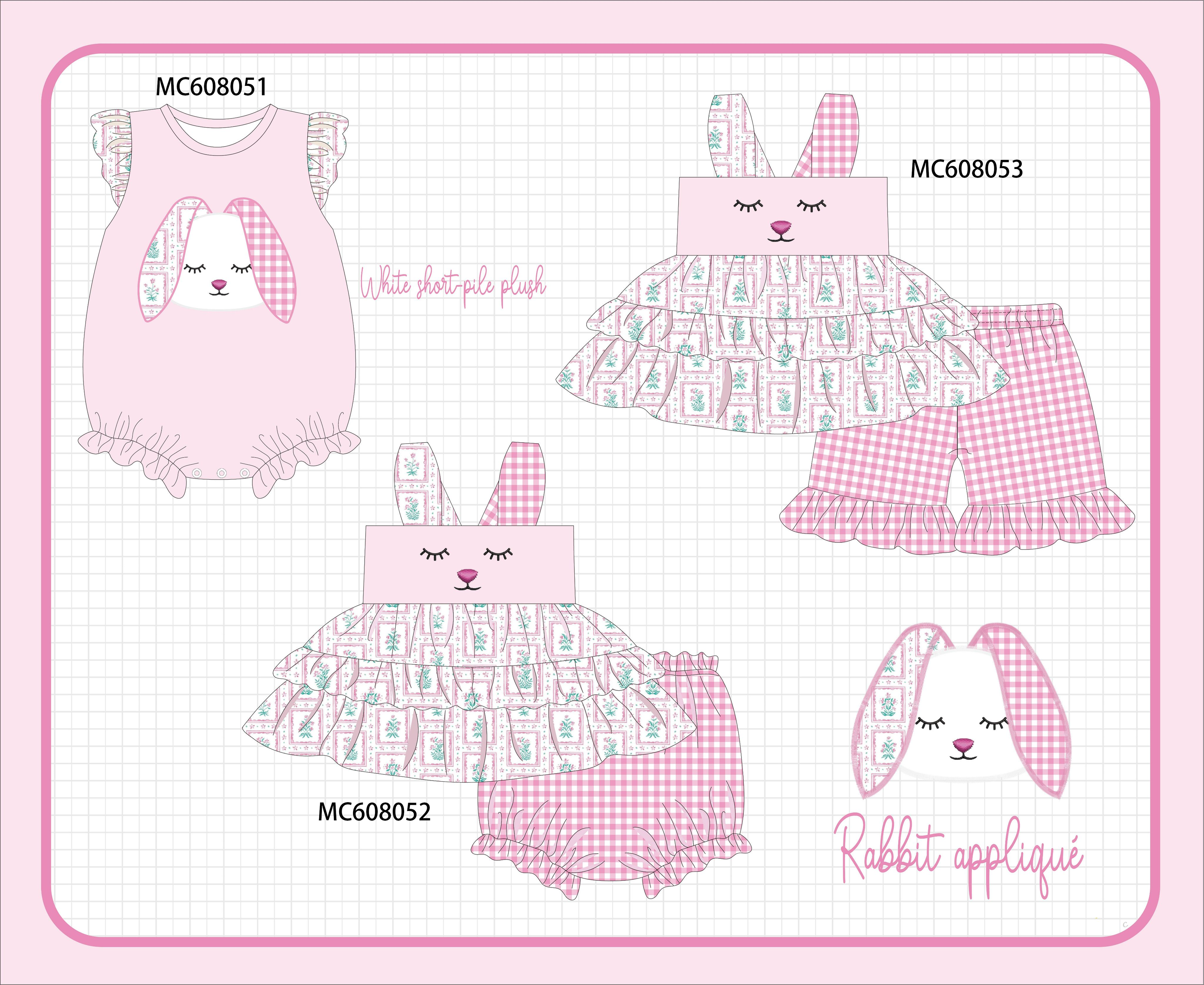 PO101 Pink easter bunny applique floral gingham collection
