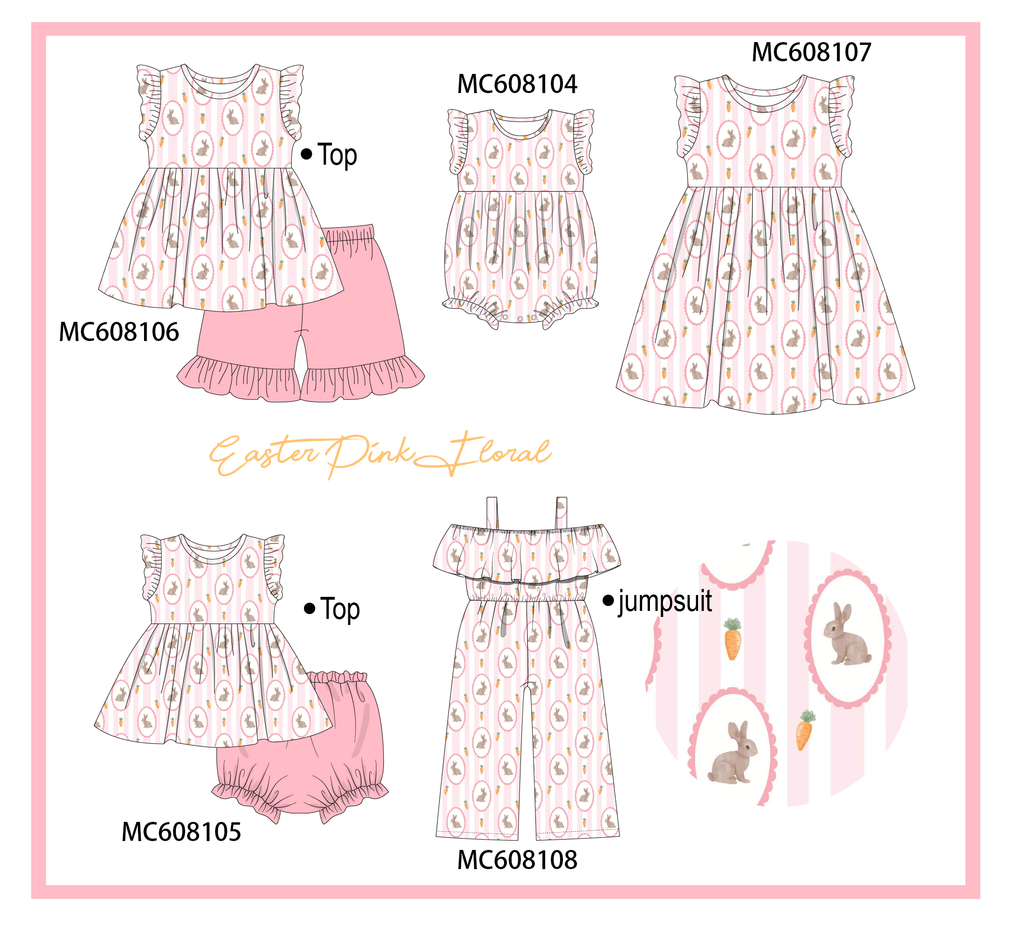 PO101 Pink easter bunny carrot print collection