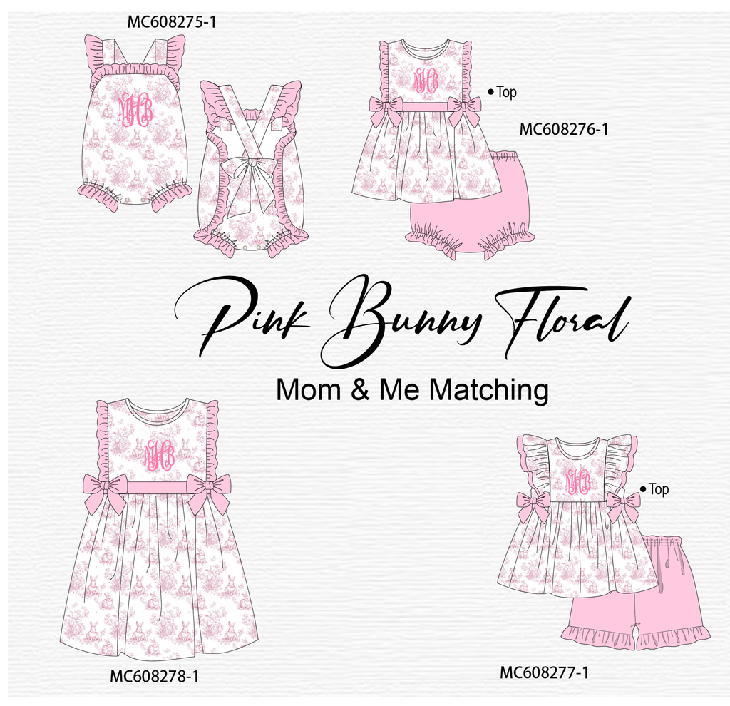 PO101 Pink easter bunny monogram embroidery ruffle collection