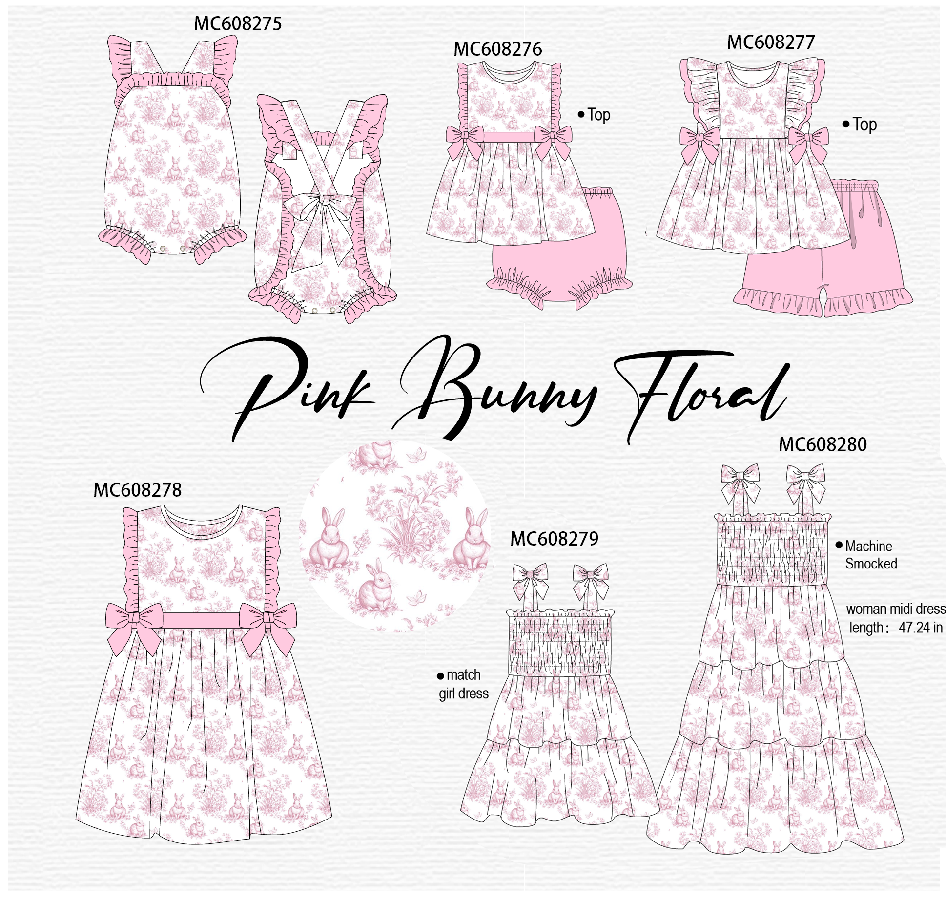 PO101 Pink easter bunny print ruffle collection