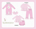 PO101 Pink floral embroidery gingham collection