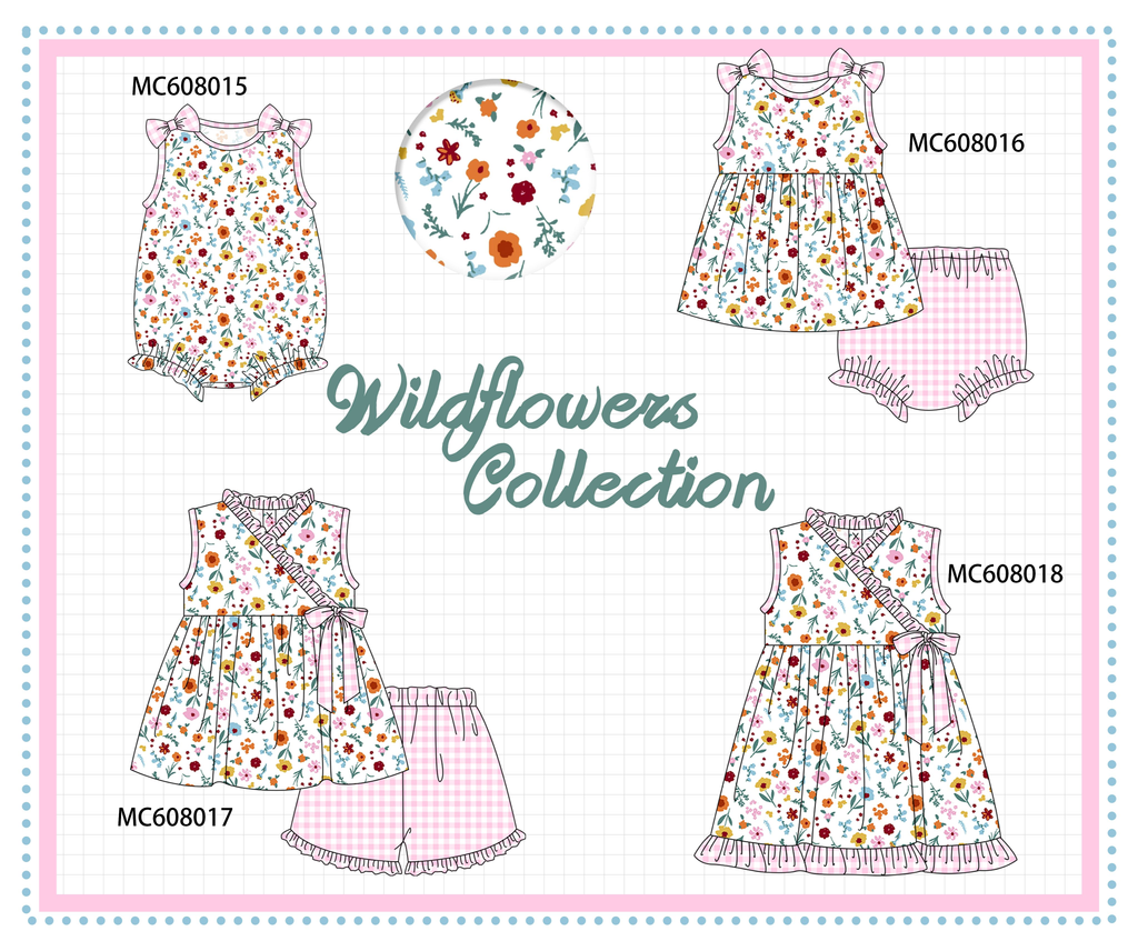 PO101 Pink floral print ruffle gingham collection