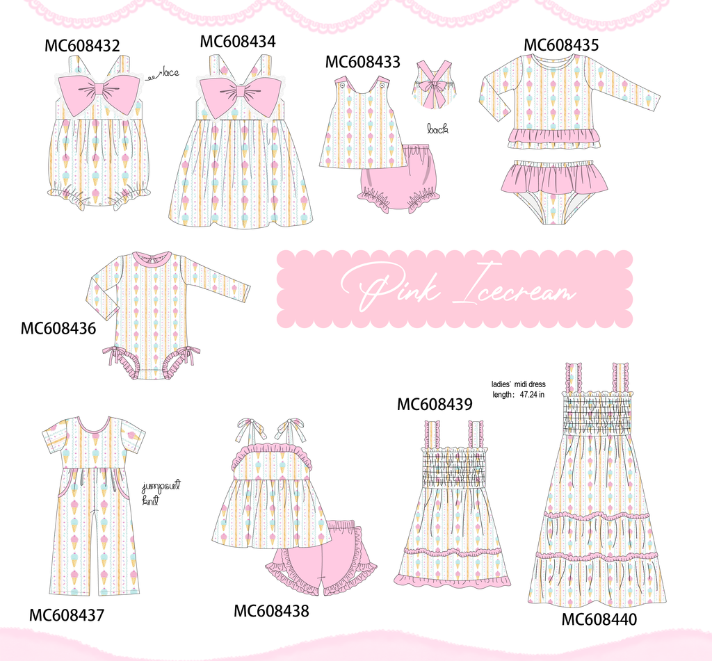 PO101 Pink ice cream bow lace collection
