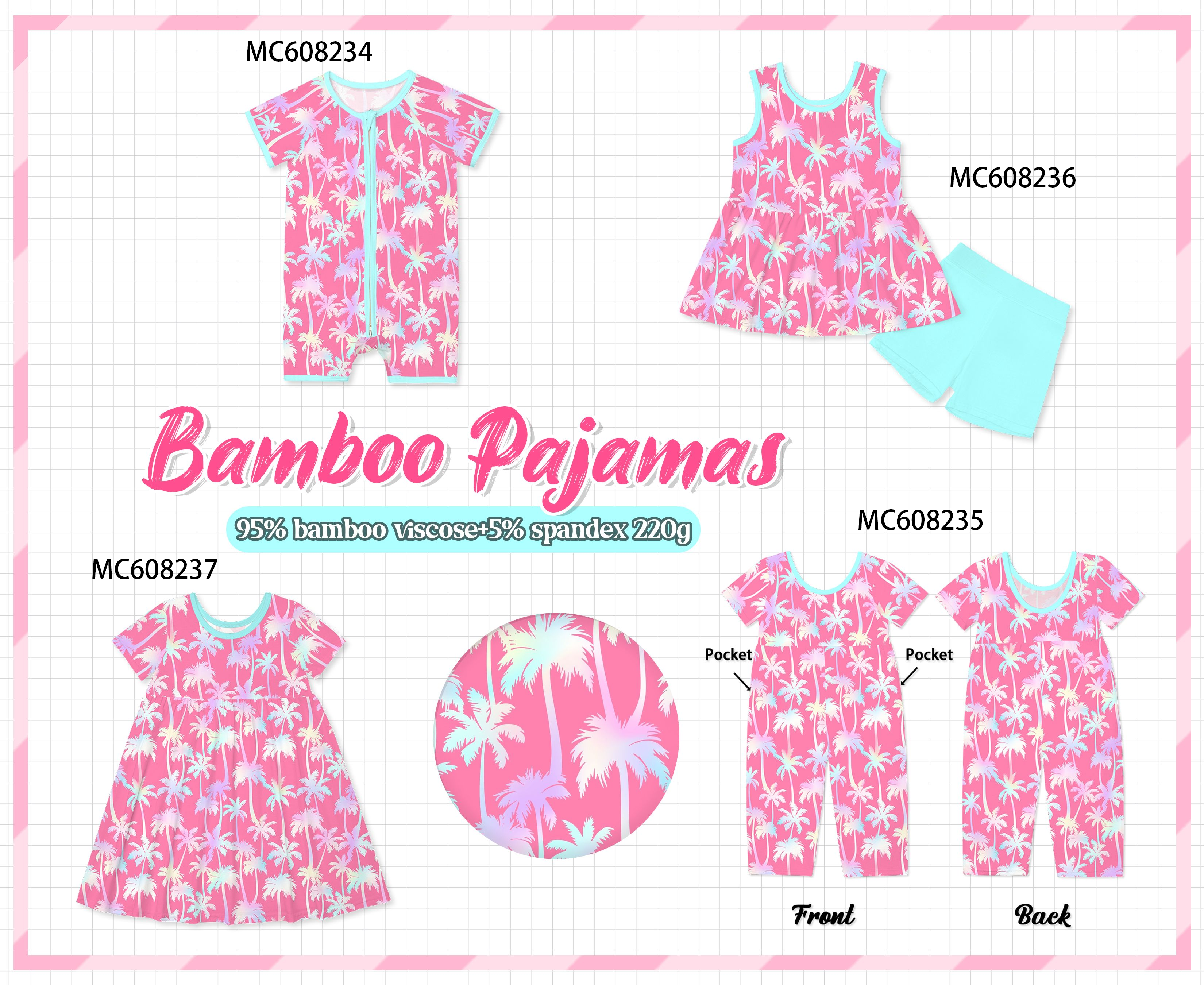 PO101 Pink palm tree print bamboo collection
