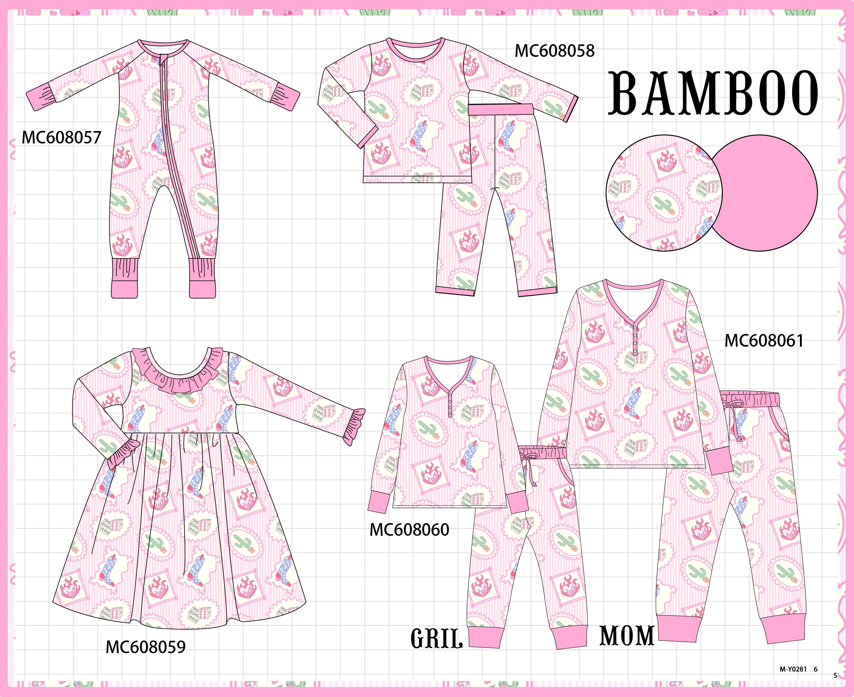 PO101 Pink western boots bamboo collection
