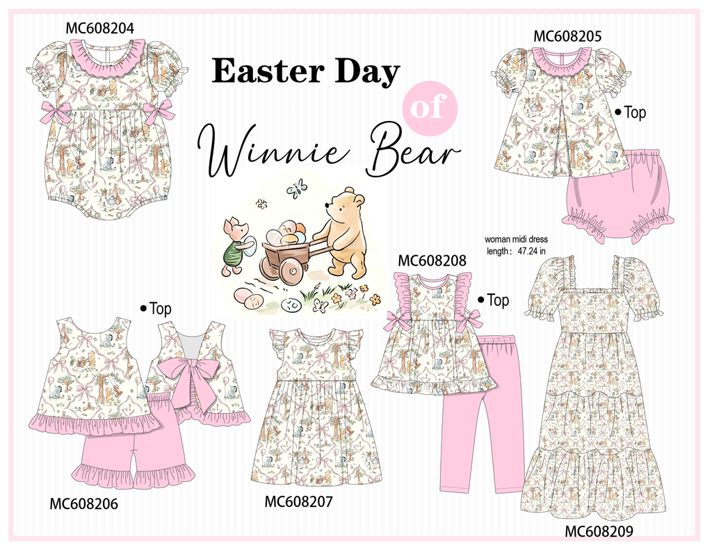 PO101 Pink winnie bear bow collection