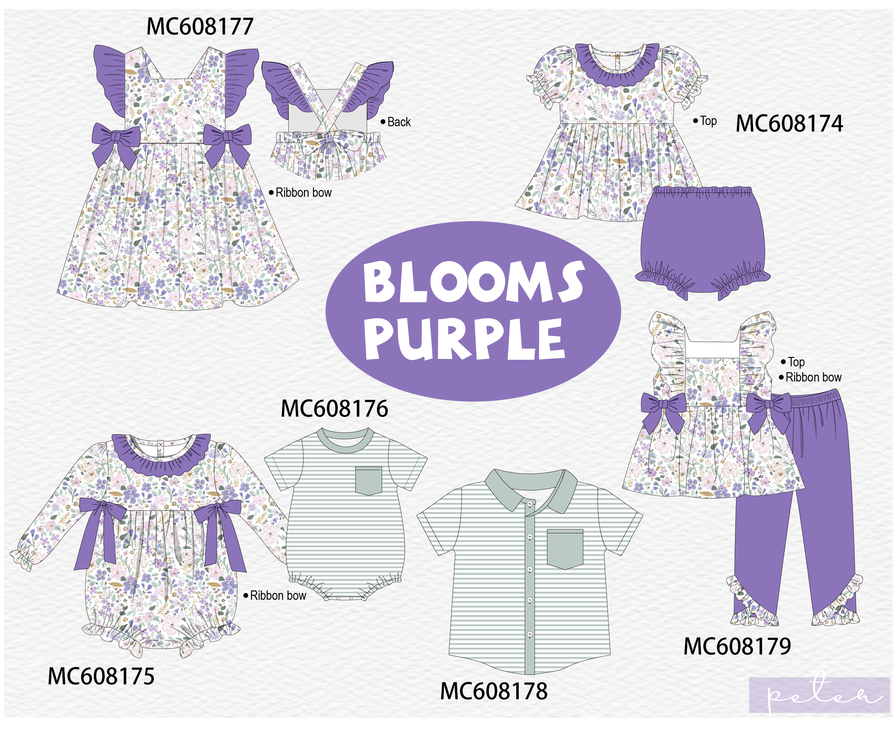 PO101 Purple floral print ruffle collection