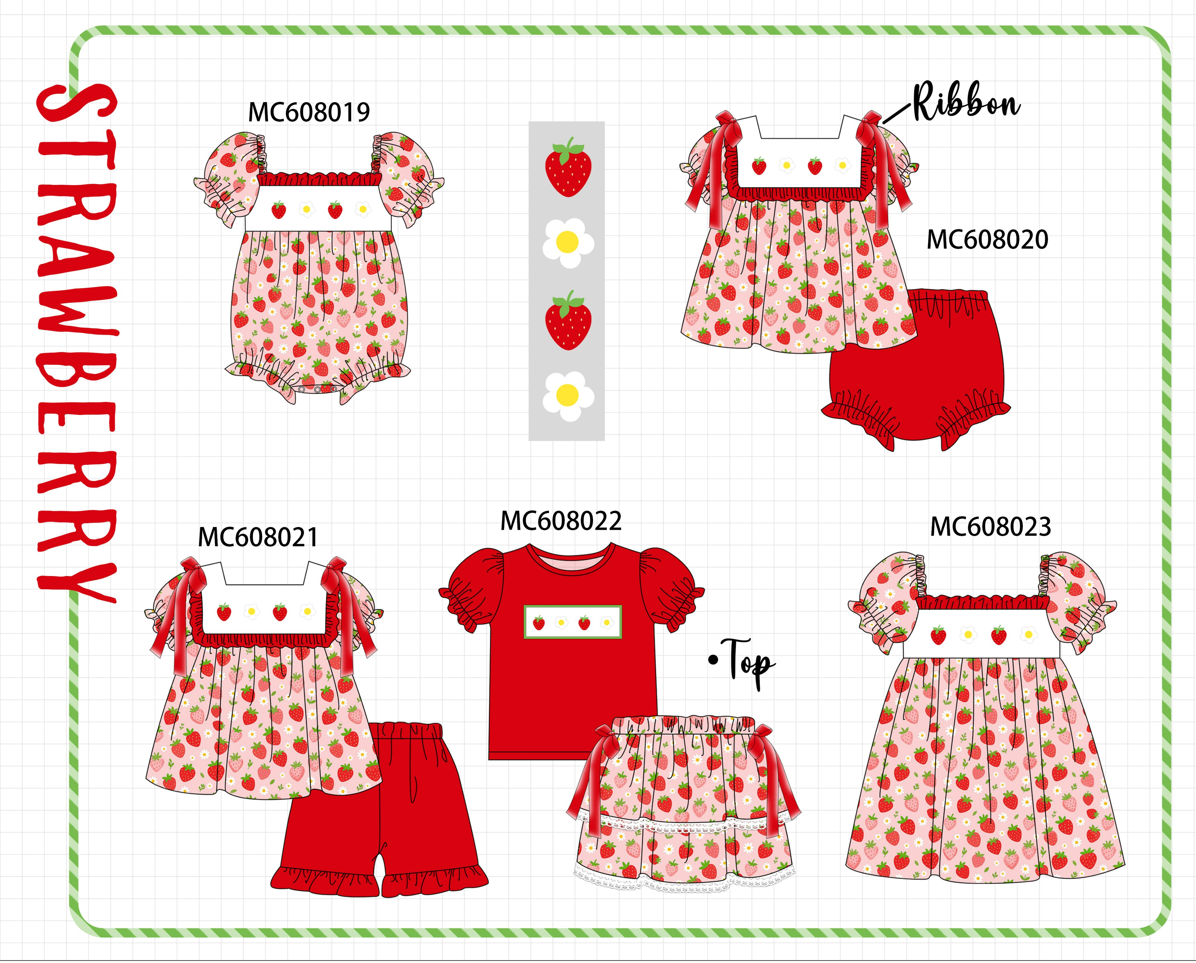 PO101 Red strawberry embroidery ruffle collection