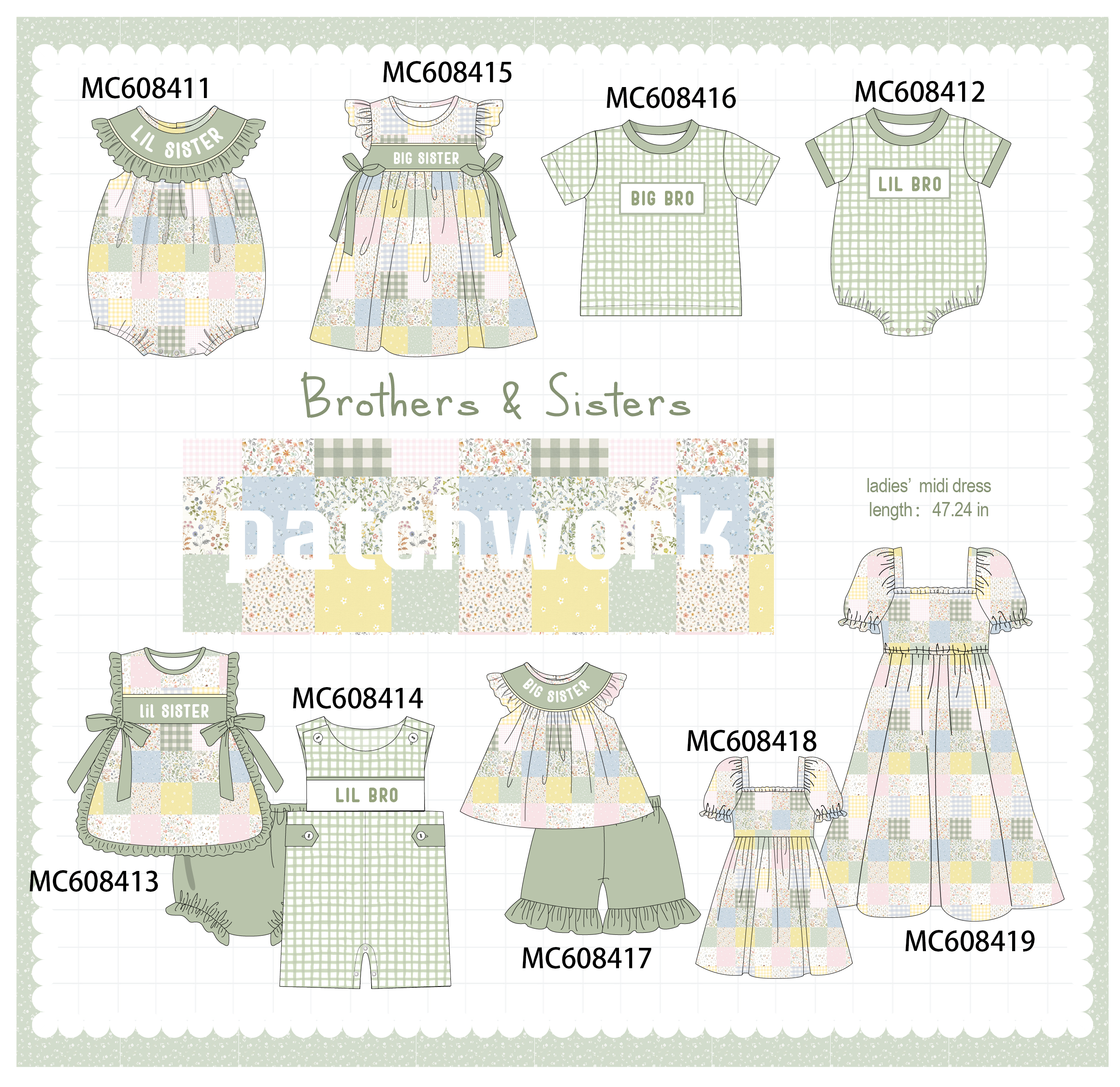 PO101 Sage LIL SISTER embroidery collection