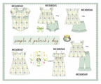 PO101 Sage St. Patricks Day clover bow print collection