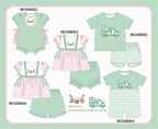PO101 Sage easter bunny embroidery stripe collection