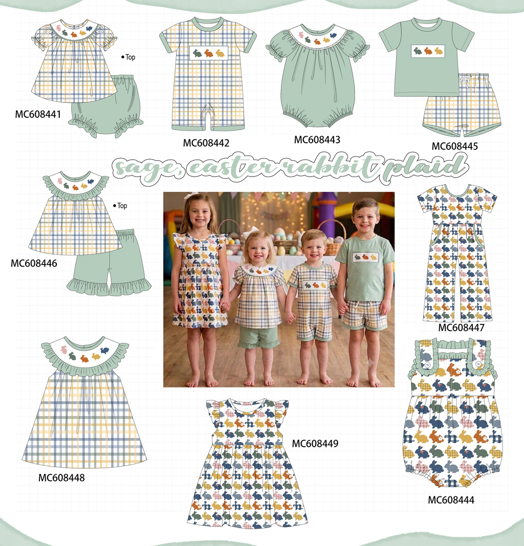 PO101 Sage easter bunny plaid ruffle collection