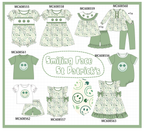 PO101 Sage smiling face clover embroidery collection