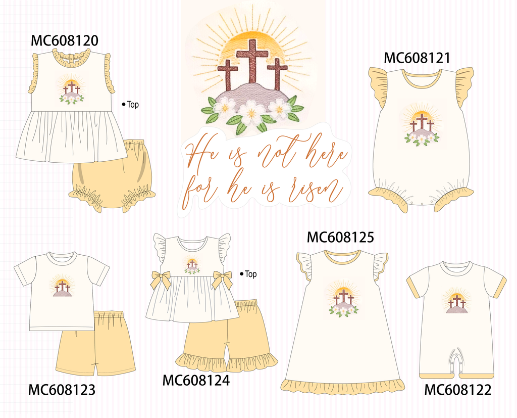 PO101 Yellow cross floral embroidery collection