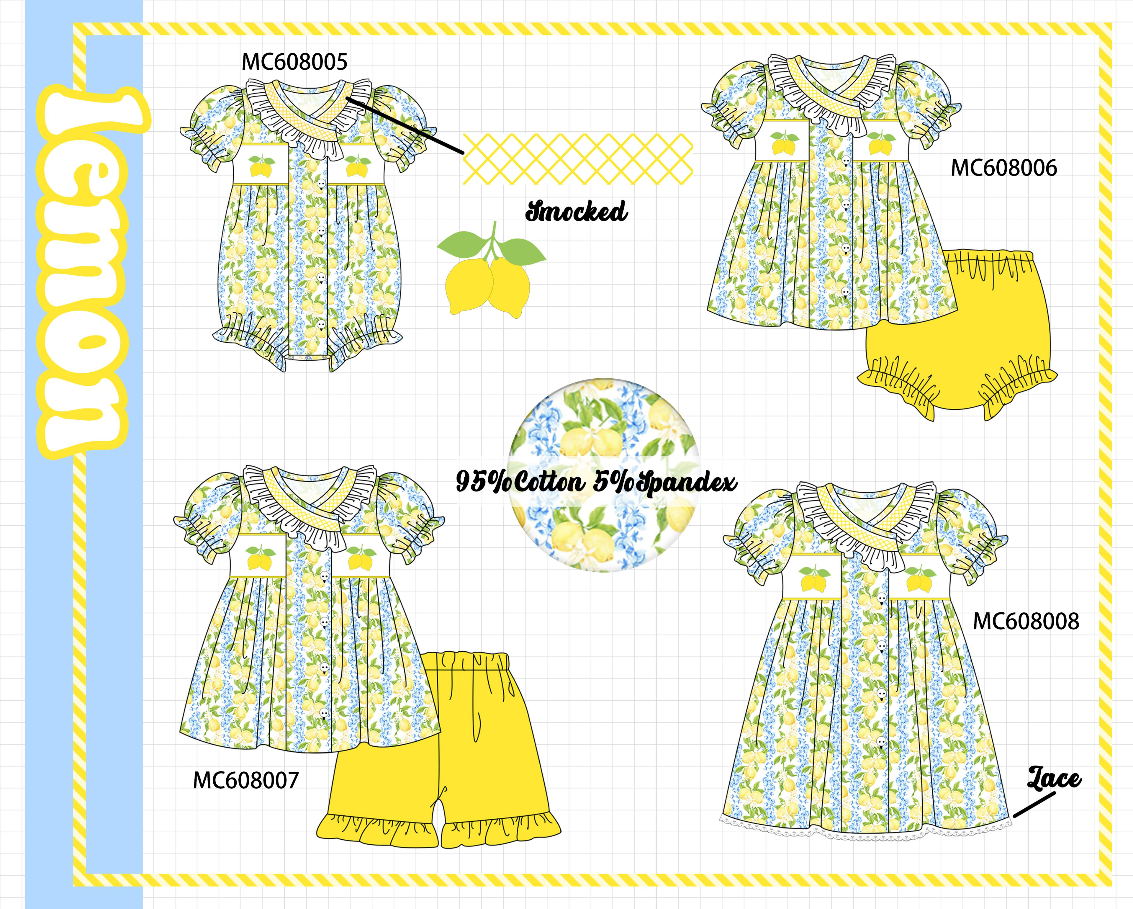 PO101 Yellow lemon smocked ruffle collection