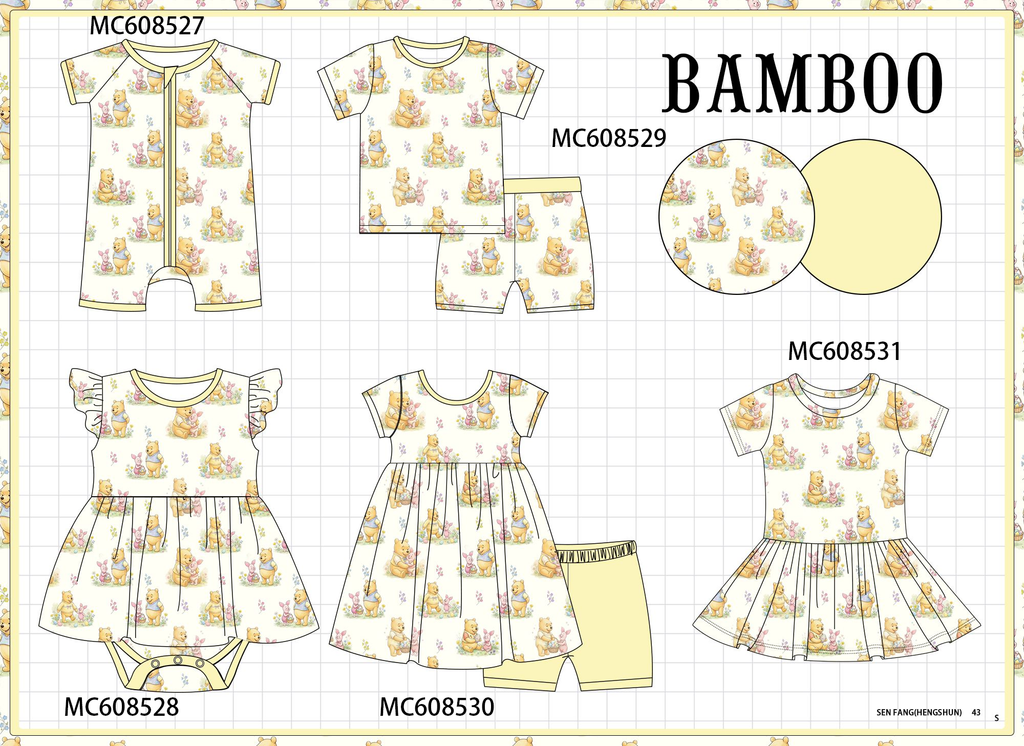 PO101 Yellow winnie bear print bamboo collection